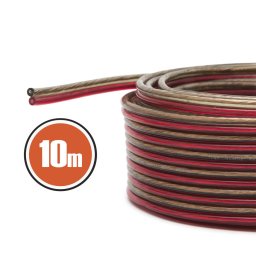 Cablu Audio MNC pentru Boxe OFC 2x0.5mm Rosu Negru Transparent 10m