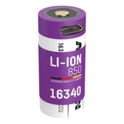 Baterie Li-Ion Ansmann 16340 / RCR123 Tip 850 cu Port de Incarcare USB-C Mov