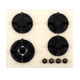 Plita Incorporabila Studio Casa Viva Parma Glass 4 Arzatoare Gaz Wok 4 Gratare Fonta Aprindere Electrica Valve de Siguranta Sticla Beige