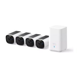Kit Supraveghere Video pentru Exterior eufy 4 x Cam E40 2K QHD Incarcare Solara MaxColour Vision + Homebase 2 Alb