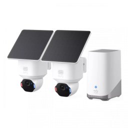 Kit Supraveghere Video pentru Exterior eufy 2x SoloCam E42 8MP Rezolutie 4K AI Vizualizare 360Â° Panou Solar Integrat Tehnologie SolarPlusâ¢ 2.0 cu HomeBase S380 Alb