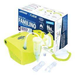 Aparat Aerosoli NOVAMA Familino by Flaem cu Compresor 2 Moduri de Nebulizare Masca pentru Copii si Adulti Verde