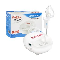 Aparat Aerosoli cu Compresor Redline NB-230C Ultra Masca pentru Copii Bebelusi si Adulti Kit Ultra cu Furtun de 6M Alb