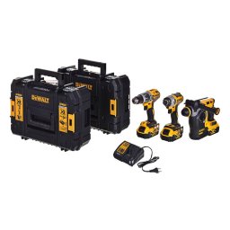 Kit 3 Unelte DeWALT DCK368P3T-QW cu 3 Acumulatori 1x 5.0 Ah 2x 4.0Ah si Incarcator 2 Valize TSTAK II Negru/Galben