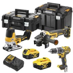 Kit 3 Unelte fara Fir DeWALT DCK329P2T-QW 2 Acumulatori 18V 5Ah si Incarcator 2 Valize Transport Negru/Galben