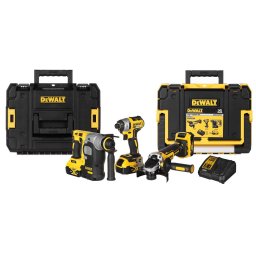 Kit 3 Unelte fara Fir DeWALT DCK305P3T (DCF887+DCH273+DCG405) cu 3 Acumulatori si Incarcator 2 Valize Transport Negru/Galben