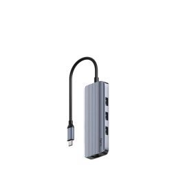 Hub USB CUDY 6 Port USB-C --> 3xUSB-A 3.0 + HDMI + RJ45 + USB-C Gri