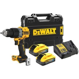 Masina de Gaurit cu Percutie DeWALT DCD805H2T-QW cu 2 Acumulatori 18V 5Ah si Incarcator in Valiza Transport Negru/Galben