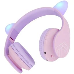 Casti pentru Copii PowerLocus KidsCat Stereo Wireless Lumini LED Violet/Roz