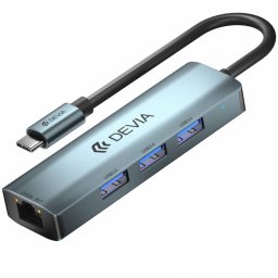 Hub USB Devia EC621 3 x USB-A 3.0 - 1 x RJ45 Gri