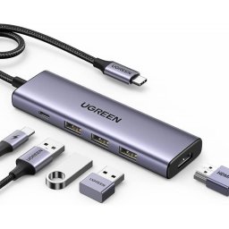 Hub USB UGREEN CM511 3 x USB-A 3.0 - 1 x USB-C - 1 x HDMI Gri