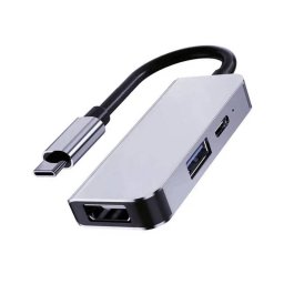 Hub USB Techsuit H4 TurboChargeX 3in1 Gri