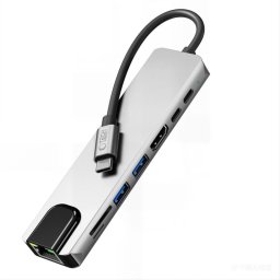 Hub USB TECH-PROTECT HB09 2 x USB-A 3.0 - 2 x USB-C - 1 x HDMI - 1 x RJ45 - 1 x SD - 1 x microSD Gri