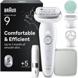 Epilator Braun Silk-Ã©pil 9 SkinSpa All-in-One Set Wet & Dry 40 Pensete Alb