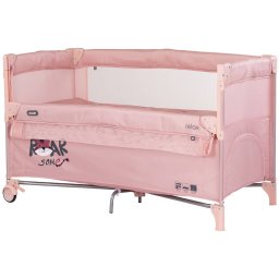 Patut Pliabil Chipolino Relax Tiger cu Laterala Culisanta Varsta 0 Luni+ Maxim 15KG Roz Pudra