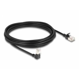 Cablu De Retea Delock RJ45 Cat.6A S/FTP Slim Unghi 90 Grade Jos/drept 5m Negru