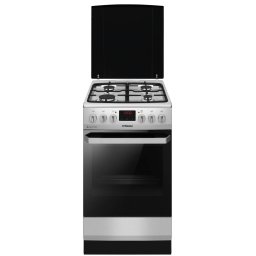 Aragaz Mixt Hansa FCMX592299 4 Arzatoare pe Gaz Aprindere Electrica Cuptor Electric 65L Autocuratare Catalitica 8 Functii Grill Ventilator Rotisor 50CM Inox