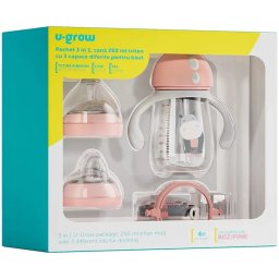 Pachet 3 in 1 U-GROW UG-3IN1-PK Cana 260ML Roz