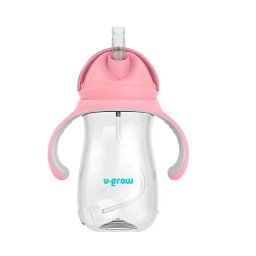 Cana cu Pai si Manere U-GROW UG-895PK Tritan 300ML Roz