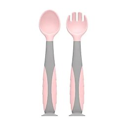 Set Tacamuri pentru Bebelusi U-GROW UG-218PK Lingurita si Furculita Varsta 6 Luni+ Roz