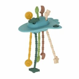 Jucarie Senzoriala Petite&Mars Crazy Rocket din Silicon fara BPA Moale si Flexibila 20cm +10luni Albastru