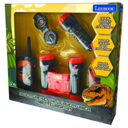 Set Aventura cu Dinozauri Lexibook 2 Statii Walkie-Talkie Binoclu si Busola Varsta 3 Ani+ Negru/Rosu