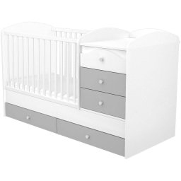 Pat Transformabil Hubners Patrik Maxi Kombi cu 5 Sertare 120x70CM Comoda Alb Grafit