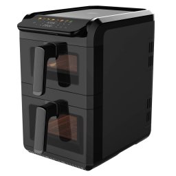 Friteuza Cu Aer Cald Adler Duala 2700W Doua Cosuri 4L/ 6L Control Independent Display LED 8 Programe 80â200grade C Negru