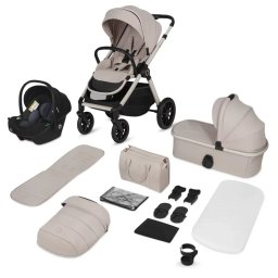 Carucior 3 In 1 Lionelo Layla Pana La 22 Kg Cadru Aluminiu Cu Landou Intarit Si Salteluta Din Spuma AirDots Cu Scoica Auto Testata ADAC Reversibil Bej