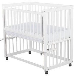 Pat Copii BabyNeeds Dalia Multifunctional 90x50Cm Din Lemn de Pin Reglabil 0-6Luni Alb