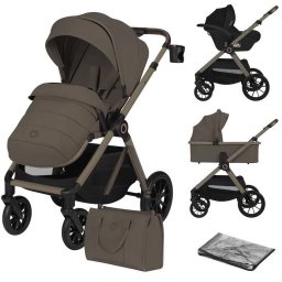 Carucior Copii Lionelo Layla 3in1 Max 22Kg Landou Salteluta Scoica Auto Reversibil Cu ventilatie 3D 0Luni-4Ani Bej Taupe