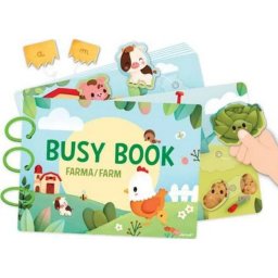 Carte Interactiva Janod Busy Book Ferma Cu Activitati si Piese Detasabile 3Ani+ Multicolor