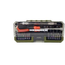 Set 43 Accesorii Heinner Surubelnita cu Clichet Adaptor Biti Negru/Verde