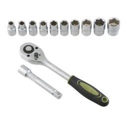Set 12 Piese Heinner Cheie cu Clichet Reversibila 1/2inch Capete Chei Tubulare Argintiu