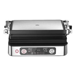 Gratar Electric Braun MultiGrill 9 Pro CG9167 2200W 3 Moduri de Gatire 2 Zone de Gatit 3 Programe Automate 3 Seturi Placi Detasabile Deschidere 180grade Functie Sear Argintiu