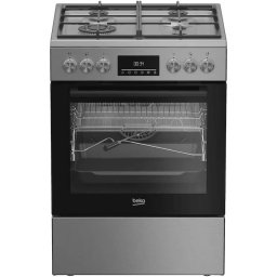 Aragaz Beko FBMA61330GXDT Mixt 4 Arzatoare SteamShine Cleaning AirFry Clasa A 60Cm Argintiu Cromat