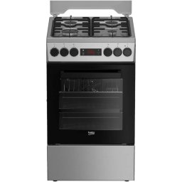 Aragaz Beko FSMT52320DXON Mixt 4 Arzatoare 8 Functii Grill Rotisor 3D Cooking SteamShine Clasa A 50Cm Argintiu