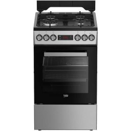 Aragaz Beko FSM51331DXDTN 4 Arzatoare Clasa A Grill Electric 3D Cooking Siguranta Flacara Argintiu
