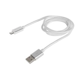 Extreme Media cable microUSB to USB (M), 1m, silver, nylon oplot