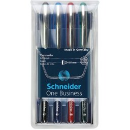 Roller cu cerneala SCHNEIDER One Business, ball point 0.6mm, 4 culori/set - (N,R,A,V)