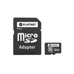 Card memorie microSD PLATINET CU ADAPTOR CLASA 10 PLATIN 32 GB, include adaptor SD