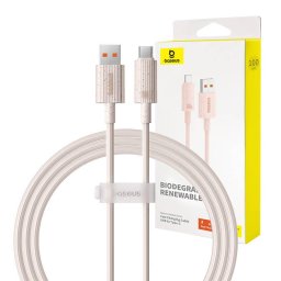 Fast Charging cable USB to USB-C Habitat Series 1m 100W (pink)
