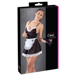 Maid's Rochie Costum Menajeră cu Dantelă și Șorț - Negru , M