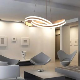 Lustra LED suspendata Infinity Loop 120W, cu telecomanda, dimabila, alb, înaltime reglabila