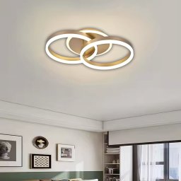 Lustra LED RINOVA 41W cu telecomanda, 2 cercuri, dimabila, auriu elegant