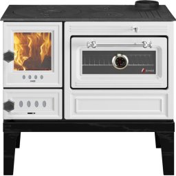 Soba de gatit pe lemne 9 kW AURA, dreapta, alba, 900x560x770 mm