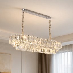 Candelabru din cristal NAVOIY 12x E14, crom lucios, inaltime reglabila