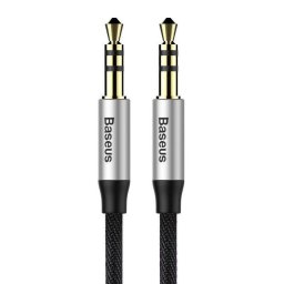 Cablu Baseus Yiven M30 mini jack 3.5 mm AUX, 1.5m, Negru/Argintiu
