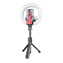 Accesoriu Camera Video Actiune PULUZ cu iluminat dublu pentru telefon, Bluetooth 4.0, 2900K-6500K, Negru