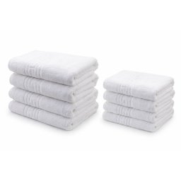 Set 48 prosoape 550 g/m² – Alb Optic (24buc×50×90 cm + 24buc×70×140 cm)